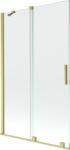 Mexen Velar kádparaván 2 szárnyas toló 110 x 150 cm, átlátszó, arany matt - 896-110-000-01-55 (896-110-000-01-55)