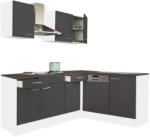 Leziter Yorki 220 Sarok Konyhablokk - Fehér Korpusz, Selyemfényű Antracit Front