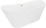 Mexen Dora szabadon álló kád 160 x 75 cm, fehér, túlfolyó arany kefe - 52071607500-55 (52071607500-55)