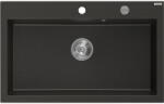 Mexen Elix gránit mosogató 1-medencés 800 x 500 mm, fekete/arany metál, króm szifon - 6527801005-75 (6527801005-75)