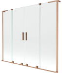 Mexen Velar L Kétszárnyú, 180 x 150 cm-es csúsztatható fürdőszobai paraván, átlátszó, kefe hatású réz - 896-180-003-02-65 (896-180-003-02-65)