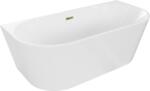 Mexen Oval szabadon álló fali kád 140 x 75 cm, fehér, arany túlfolyó - 52671407500-50 (52671407500-50)