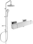 Mexen Carl falon kívüli zuhanykészlet esőztetővel és termosztatikus zuhanycsappal Cube, króm - 77200240-00 (77200240-00)