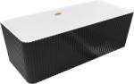 Mexen Nila szabadon álló bordázott kád 170 x 75 cm, fehér/fekete, ecsetelt réz túlfolyó - 52841708075-65 (52841708075-65)