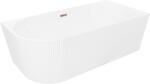 Mexen Silo szabadon álló, jobbos sarok fürdőkád, bordázott, 150 x 75 cm, fehér, rózsaarany túlfolyóval (52891507500P-60)
