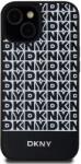 DKNY iPhone 15 MagSafe Ismétlődő mintás alsó csíkos PU Bőr Telefon tok - Fekete (DKHMP15SPSOSPK) (DKHMP15SPSOSPK)