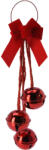 MagicHome Magic Home karácsonyi dekoráció, ajtócsengők, 14 x 14 x 46 cm, piros, 3 db fém harang díszszalaggal és akasztózsinórral (TC8095540)