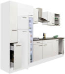 Leziter Yorki 300 Konyhablokk - Fehér Korpusz, Selyemfényű Fehér Front, Felülfagyasztós Hűtős Szekrénnyel