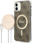 GUESS CG MOBILE GUESS 4G műanyag telefonvédő (textil hátlap, MagSafe + wireless töltő, 15W) BARNA Apple iPhone 11 (GUBPN61H4EACSW) (GUE2281) (GUE2281)