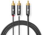 Nedis Mélynyomókábel 3.0m (RCA apa - 2xRCA apa) (CATB24000GY30) (CATB24000GY30)