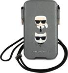 KARL LAGERFELD CG MOBILE KARL LAGERFELD KARL&CHOUPETTE HEAD tok álló, bőr hatású, POUCH (univerzális, 6.7" méret, nyakba akasztható) SZÜRKE (KLHCP12LOPHKCG) (KLD872GRY) (KLD872GRY)