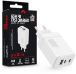 Maxlife MXTC-08-65ACC PD+QC 65W gyorstöltő adapter 2xType-C + USB - fehér (ML081100)