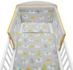  5 részes pamut ágynemű szett levehető huzattal, ovis méretű ágyneművel - Szürke láma