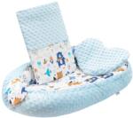 New Baby Luxus fészek párnával és takaróval Minky - kék