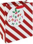 Eurowrap ajándéktasak (21, 5x25x10 cm) piros-fehér csíkos, Merry Christmas /12 kar. (5) (X-36133-3C)