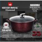 Silver Royal Diamond lábas tapadásmentes márvány bevonattal 36x16 cm, 13, 5 L (SR-4036-bordó márvány)