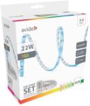 Avide LED Szalag Bliszter 12V, 22W RGB 2x5m Zene vezérlés+IR (infra) Távirányító IP65 (A5040)