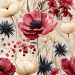 Takoy Sötétítő anyag/ blackout MAXI 3D pipacs minta bézs alapon