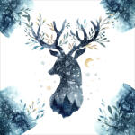 Takoy Microfiber/Pamut hatású utánzat - PANEL 30x30 téli szarvas sötét