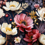 Takoy Sötétítő anyag/ blackout MAXI 3D poppy minta sötét alapon