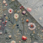 Takoy Dizájnos bélés réti virágok Antonia hímzés utánzat szürke