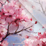 Takoy Enyhén elasztikus műselyem / silky anyag cseresznyevirág