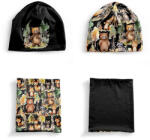 Takoy Panel szabásmintával M-es méret, funkcionális jersey - sapka és nyakmelegítő szett erdei állatok kalandjai fekete