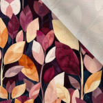 Takoy Bársony / velvet szövet Doris lila-bordó levelek