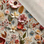 Takoy Bársony / velvet szövet Doris 3D-s virágok Elena nyomtatási mintája