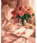 Brushme Számozott kifestő készlet, feszített vásznon, 40x50 cm - Rózsa és kávé aromája