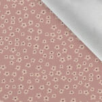 Takoy Téli softshell anyag miniatűr virágok fáradt rózsaszínben