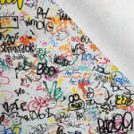 Takoy Matt anyag fürdőruhákhoz, fitnesz ruházathoz - white graffiti