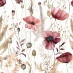 Takoy Microfiber/Pamut hatású utánzat romantikus pipacsok bordó pasztell