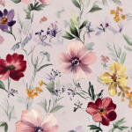 Takoy Elasztikus szatén prémium 132g rózsaszín virágok Muan