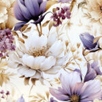 Takoy Elasztikus szatén lila virágok Vilma