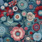 Takoy Poliészter gabardin / Rongo kék hímzés nyomtatási minta Enya