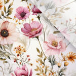 Takoy Enyhén elasztikus műselyem / silky anyag nyári virágok Romantika