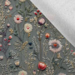 Takoy Kabátszövet réti virágok Antonia hímzés utánzat szürke