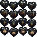 Takoy Panel karácsonyi díszekhez bársony/velvet ELIZA fekete szívek