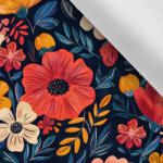 Takoy Nyári rugalmas softshell színes virágok sötétkék alapon