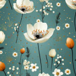 Takoy Anyag fürdőruhára és fitnesz ruházatra UV védelemmel gyengéd virágok menta alapon