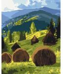 Brushme Számozott kifestő készlet, feszített vásznon, 40x50 cm - Nap a hegyi legelő felett