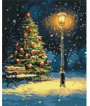 Brushme Számozott kifestő készlet, feszített vásznon, 40x50 cm - Hópelyhek éjszakai tánca