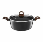 Ambition Oala cu capac 28cm, 6.5L, invelis Qualum Basic Stone Edition, Darkwood (29466)