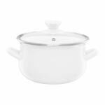 Emalia Olkusz Oala email cu capac 20cm, 3.8L, crem, Pyza (35069)