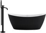 EWECA Set cada freestanding Elegance, ovala, acril, neagra, cu margine slim, 170 x 80 x 68 cm, baterie Slimmer negru, Eweca (CFR6520WB1310639)