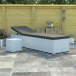 vidaXL fehér polyrattan napozóágy párnával és teázóasztallal (46229)