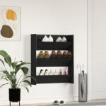 vidaXL Fali Cipőtartó - Fekete Tölgy, 80 x 18 x 90 cm, Műanyagból (862623)