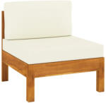 vidaXL tömör akácfa középső kanapé krémfehér párnákkal (310646)