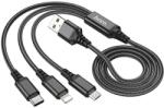 hoco. Cablu Incarcare USB-A - Lightning / microUSB / USB-C HOCO X76, 18W, 1m, Negru